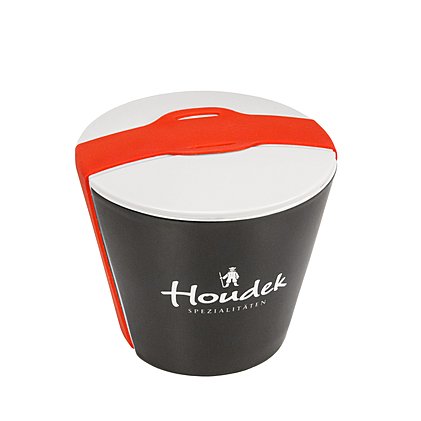 Werbe-Snack-to-Go Behälter Form 339 mit schwarzer Hydroglasur und einfarbigem Druck