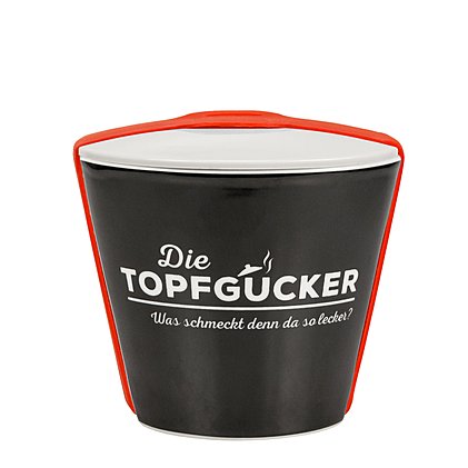 Snack-to-Go Behälter Form 339 mit schwarzer Hydroglasur und einfarbigem Logo-Druck