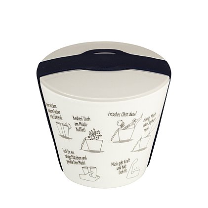 Werbe-Snack-to-Go Box mit einfarbigem Volldekor und schwarzer Silikonbanderole