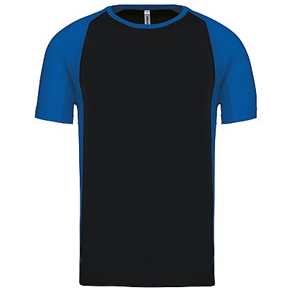 Werbe-Sportshirt Bicolor Proact Unisex in Black/Aqua Blue