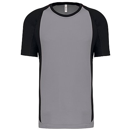 Werbe-Sportshirt Bicolor Proact Unisex in Fine Grey/Black