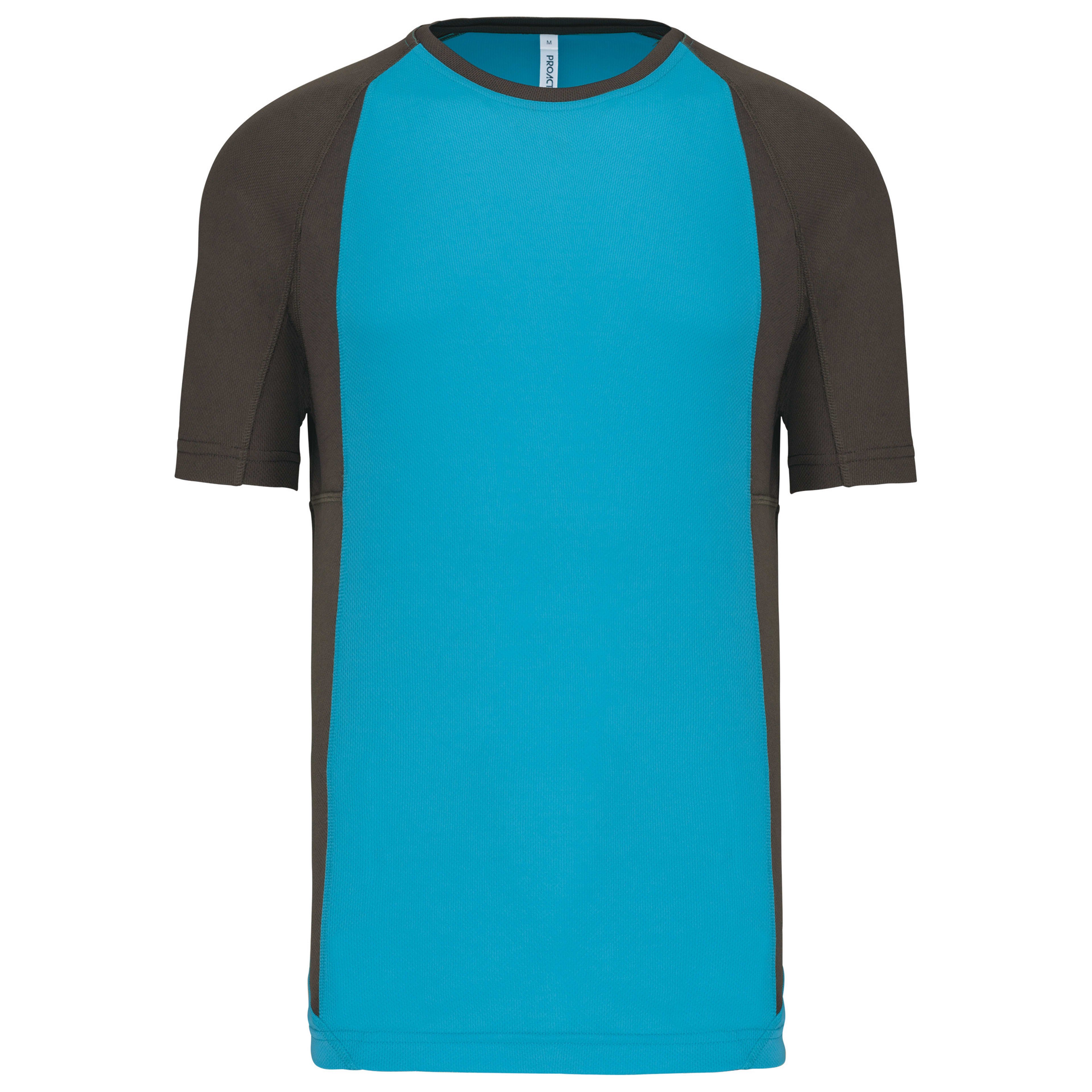 Werbe-Sportshirt Bicolor Proact Unisex in Light Turquoise / Dark Grey