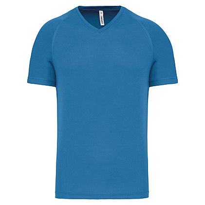 Sportshirt V-Neck Basic Man in Aqua Blue