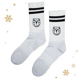 Werbe-Sportsocken beidseitig bedruckt mit einem Logo eingewebt