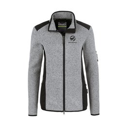 Strickfleece-Jacke mit kontrastfarbigen Einsätzen und individuellem Logo