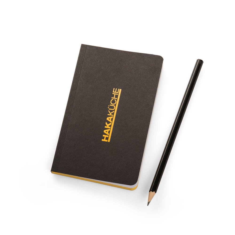 Schwarzes Werbe-Tablet-Book Slim "POCKET" mit Prägung