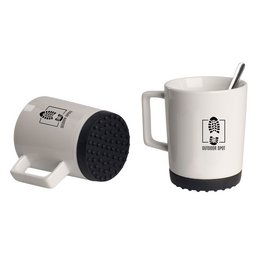 Werbe-Softpad Mug Form 352 mit schwarzem Softpad und einfarbigem Teildekor