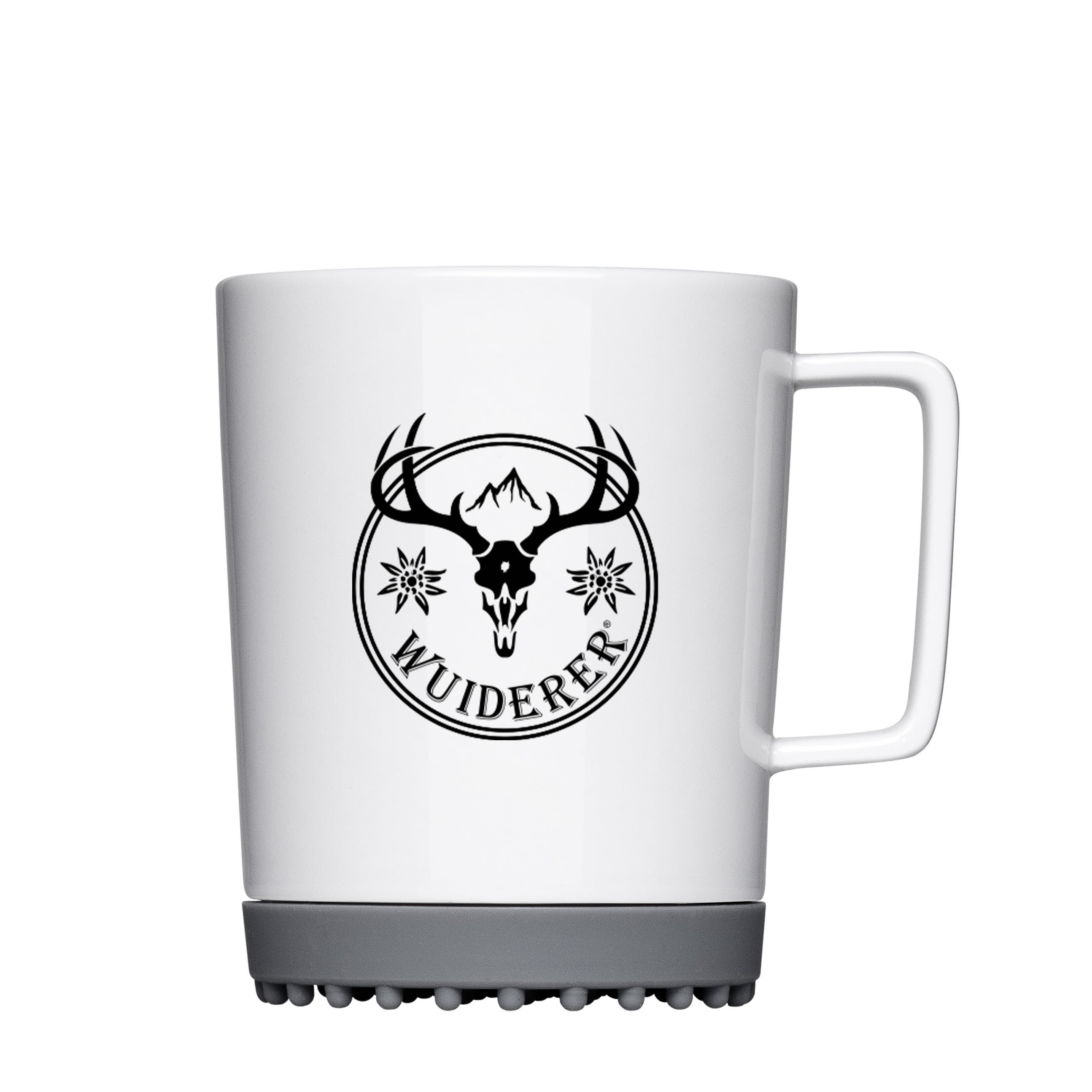 Werbe-Softpad-Tasse mit grauem Silikon-Pad und 1c Teildekor