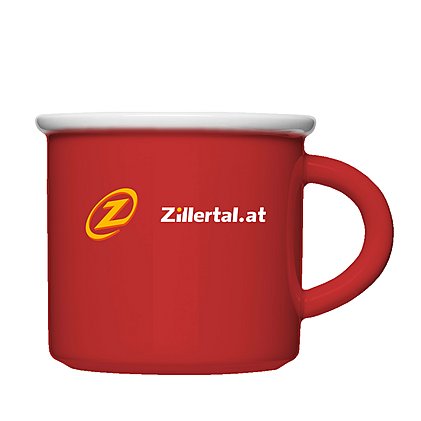 Werbe-Mug mit farbiger Hydroglasur und 2-farbigem Teildekor