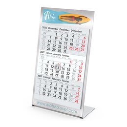 Werbe-Tischkalender Steel 3 Monate inklusive 4C Siebdruck Digital