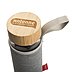 Doppelwandige Werbe-Trinkflasche OCHA mit graviertem Bambusdeckel, 400ml