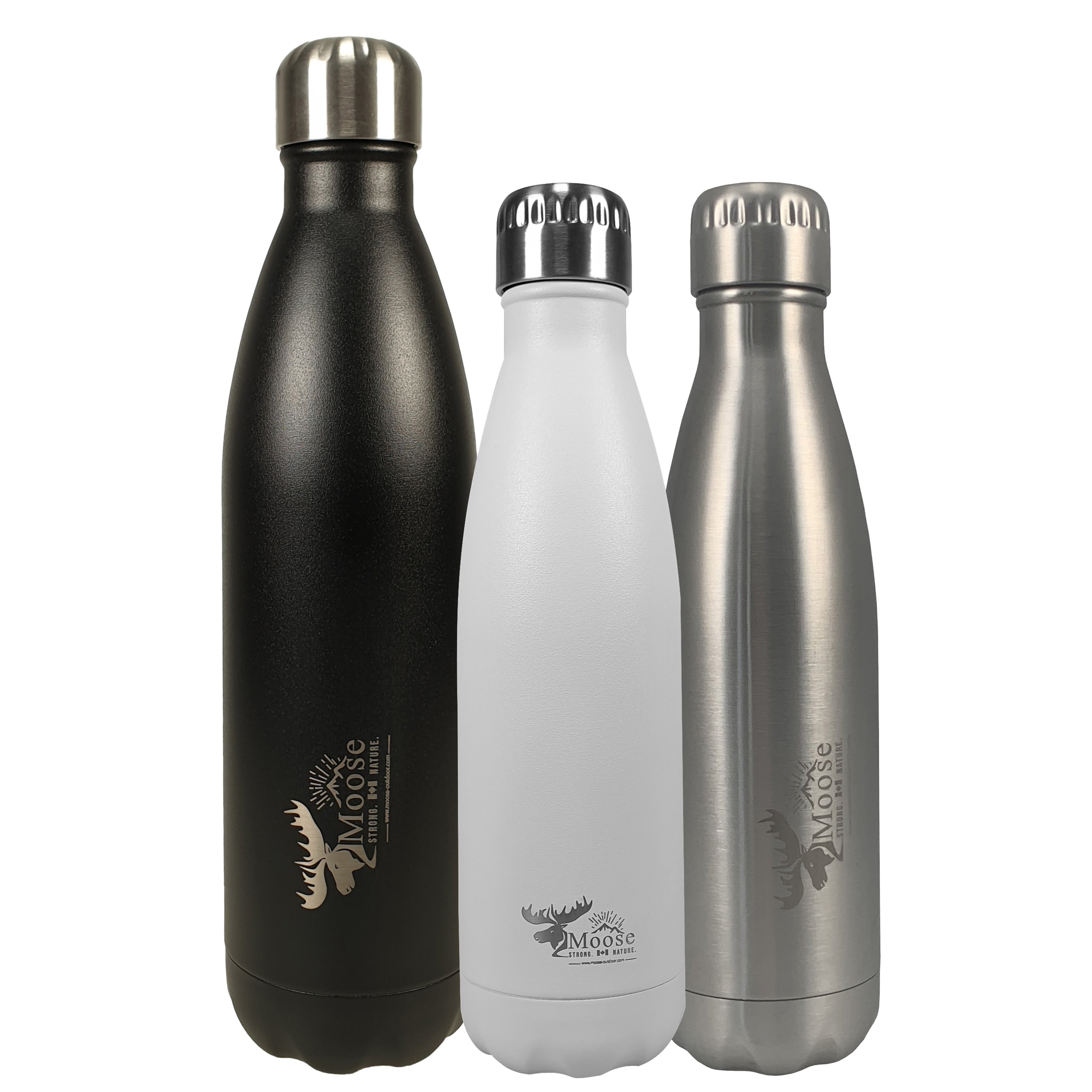 Werbe-Vakuum-Thermosflasche Moose in zwei Größen mit Logo lasergraviert
