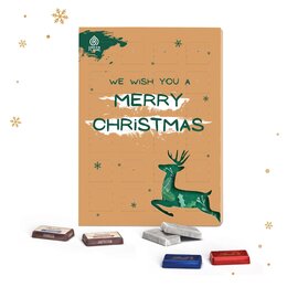 Adventskalender mit Werbefläche auf der Vorderseite mit individuellen makrensüßigkeiten
