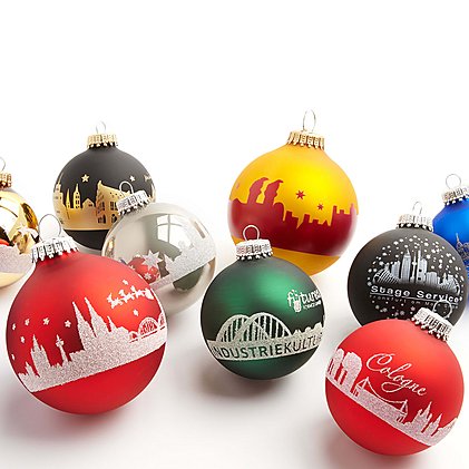 Werbe-Weihnachtskugeln in verschiedenen Größen
